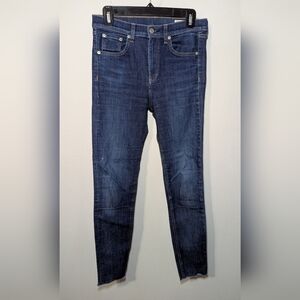 Rag & Bone 10" Ankle Skinny Jeans in Mad River Blue Dark Wash Women's Size 27